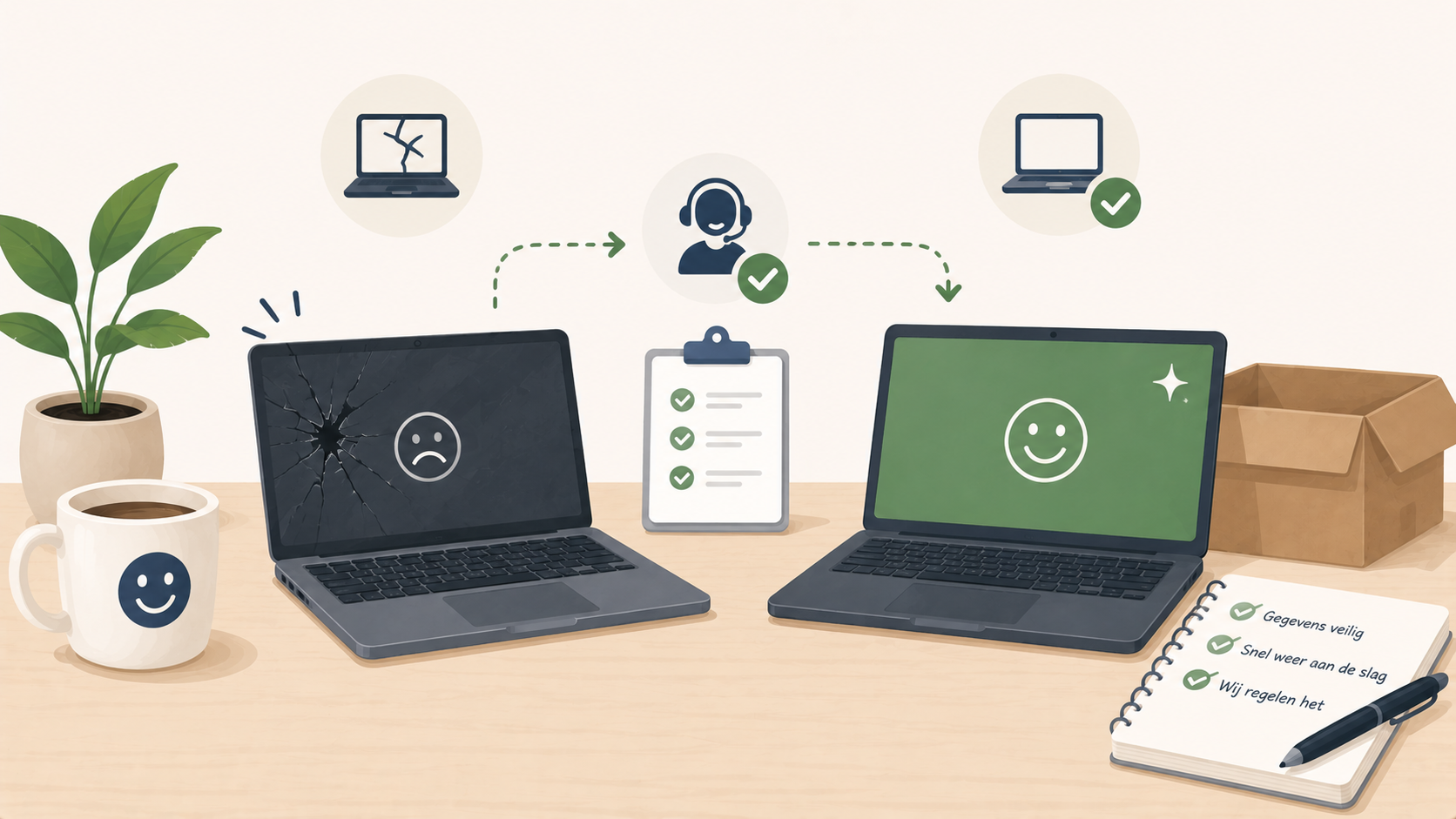 Wat gebeurt er als je laptop kapotgaat of kwijt raakt?